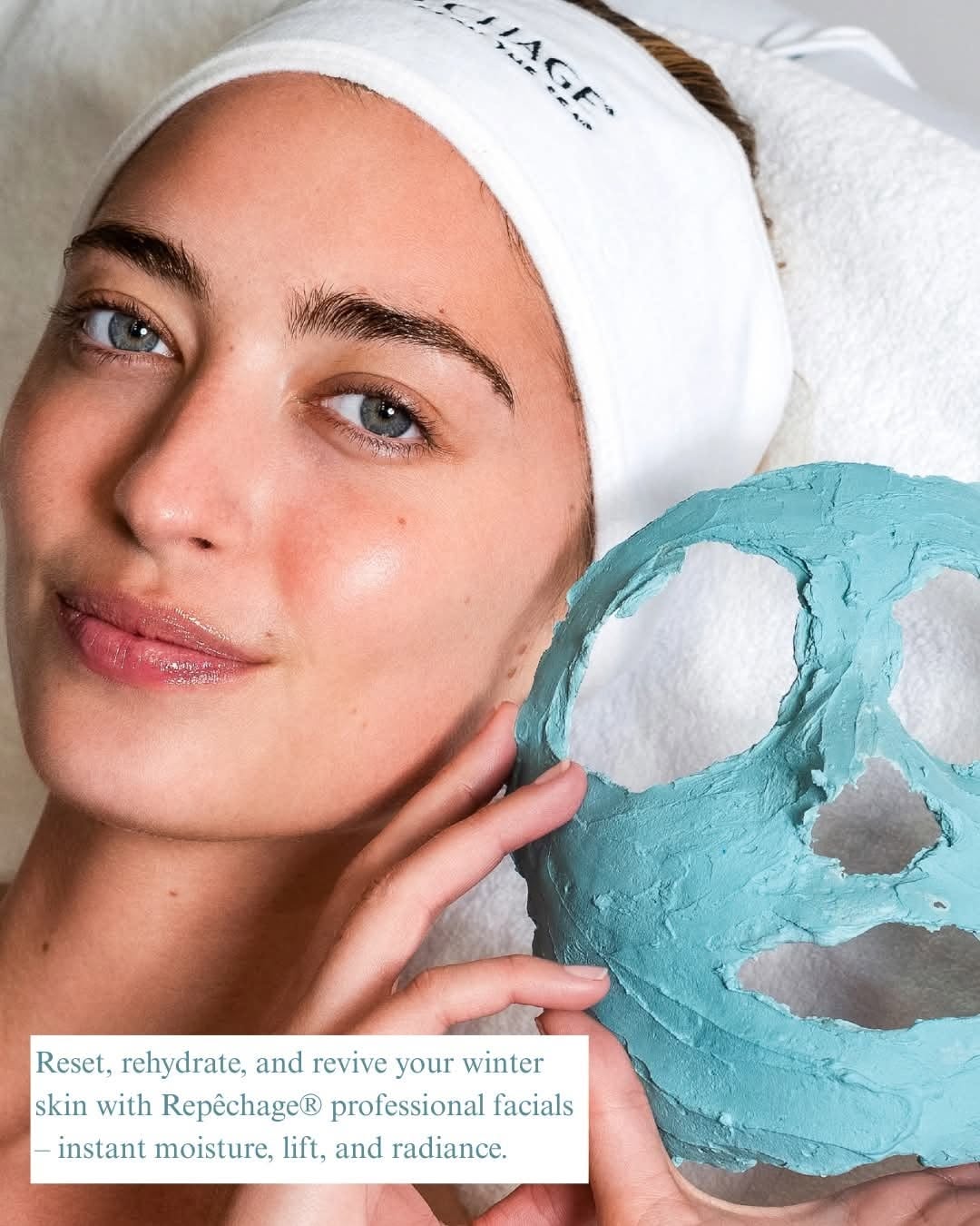 The final glowing, hydrated, and radiant skin, holding the mask